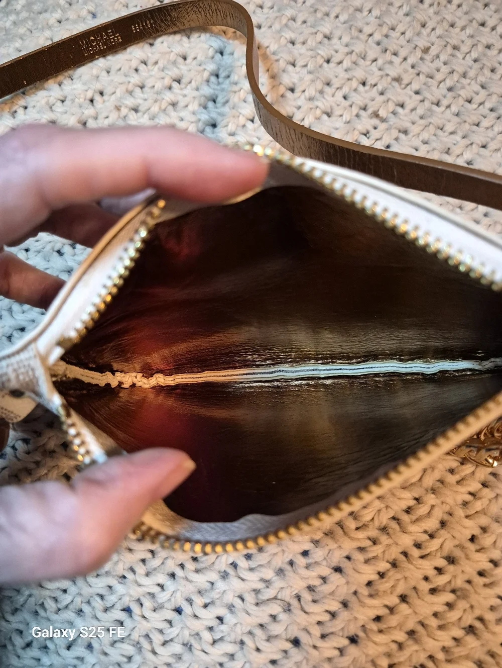 Michael Kors Signature Logo Pull Chain Belt Bag with Gold Hardware, 7.5×5, EUC
